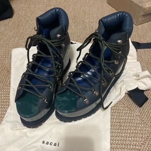 SACAI lace up platform open toe boots